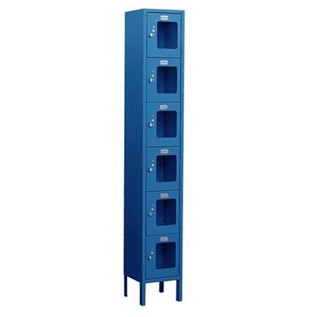 Salsbury Industries Salsbury Industries S-66165BL-U 6 ft. H x 15 in. D See-Through Metal Locker - Six Tier Box Style - 1 Wide - Unassembled - Blue S-66165BL-U